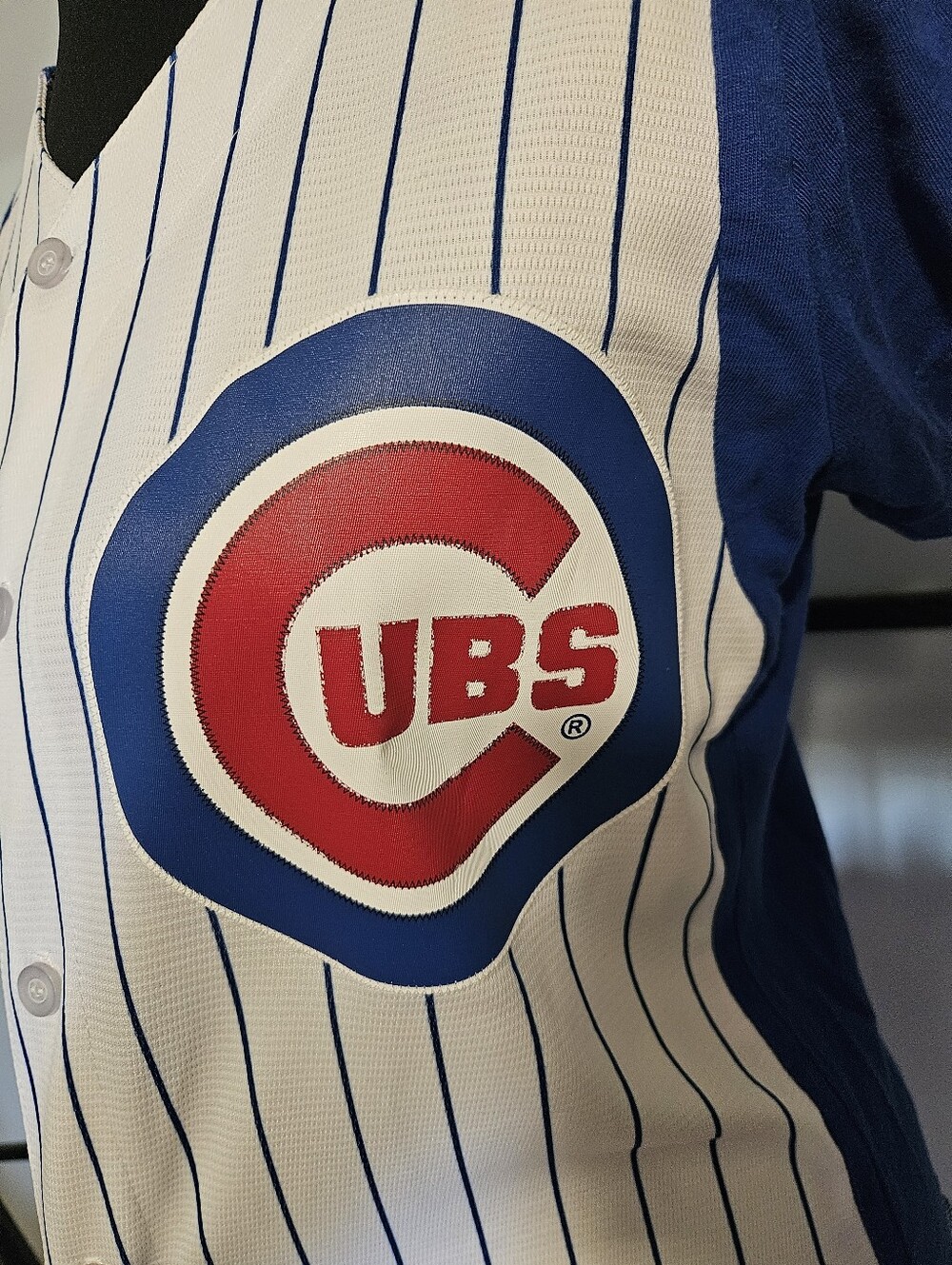 Vintage Chicago Cubs Pinstripe Jersey with Large Chest Logo